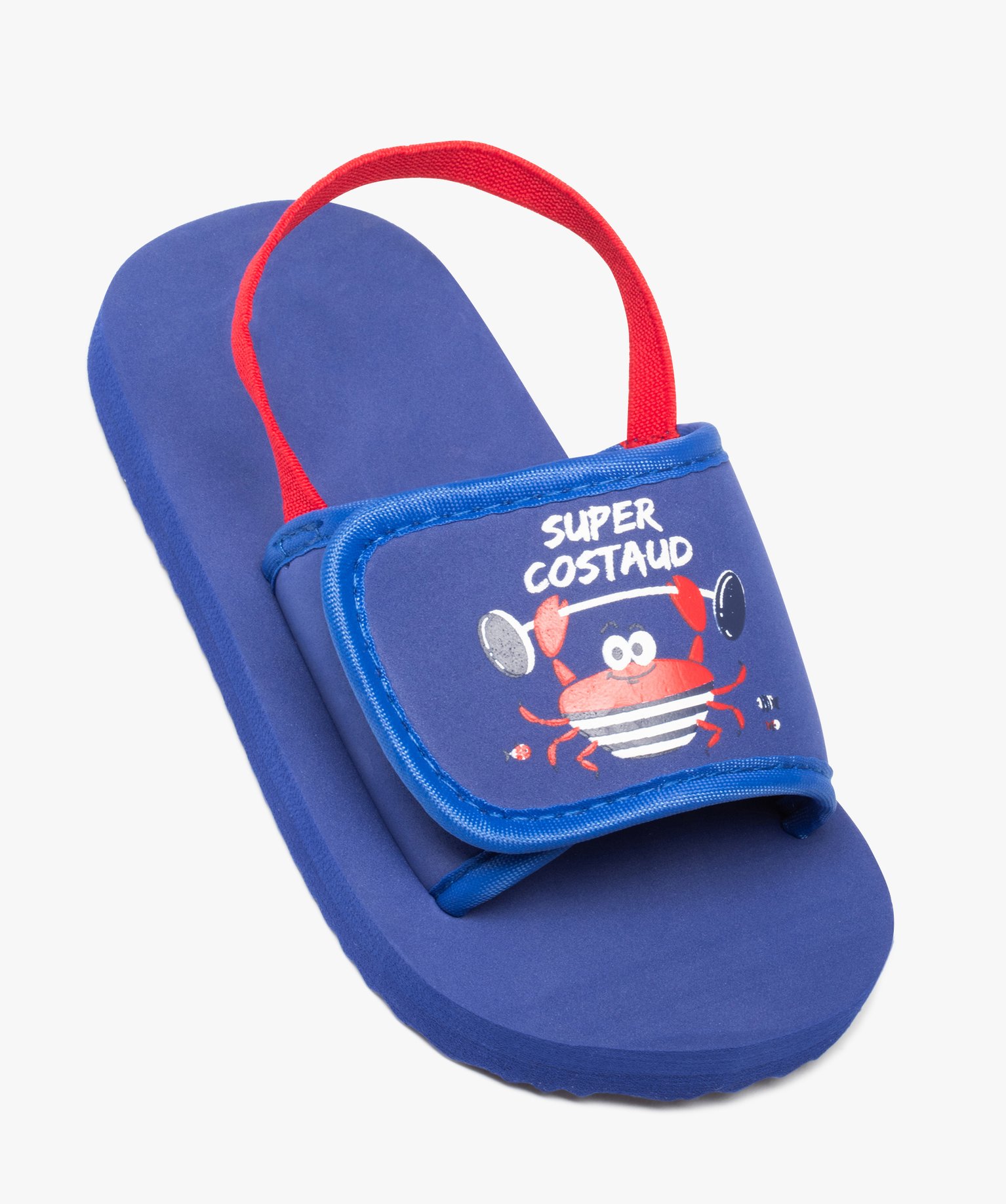 Mules de piscine Garçon imprimées crabe avec bride bleu | GEMO