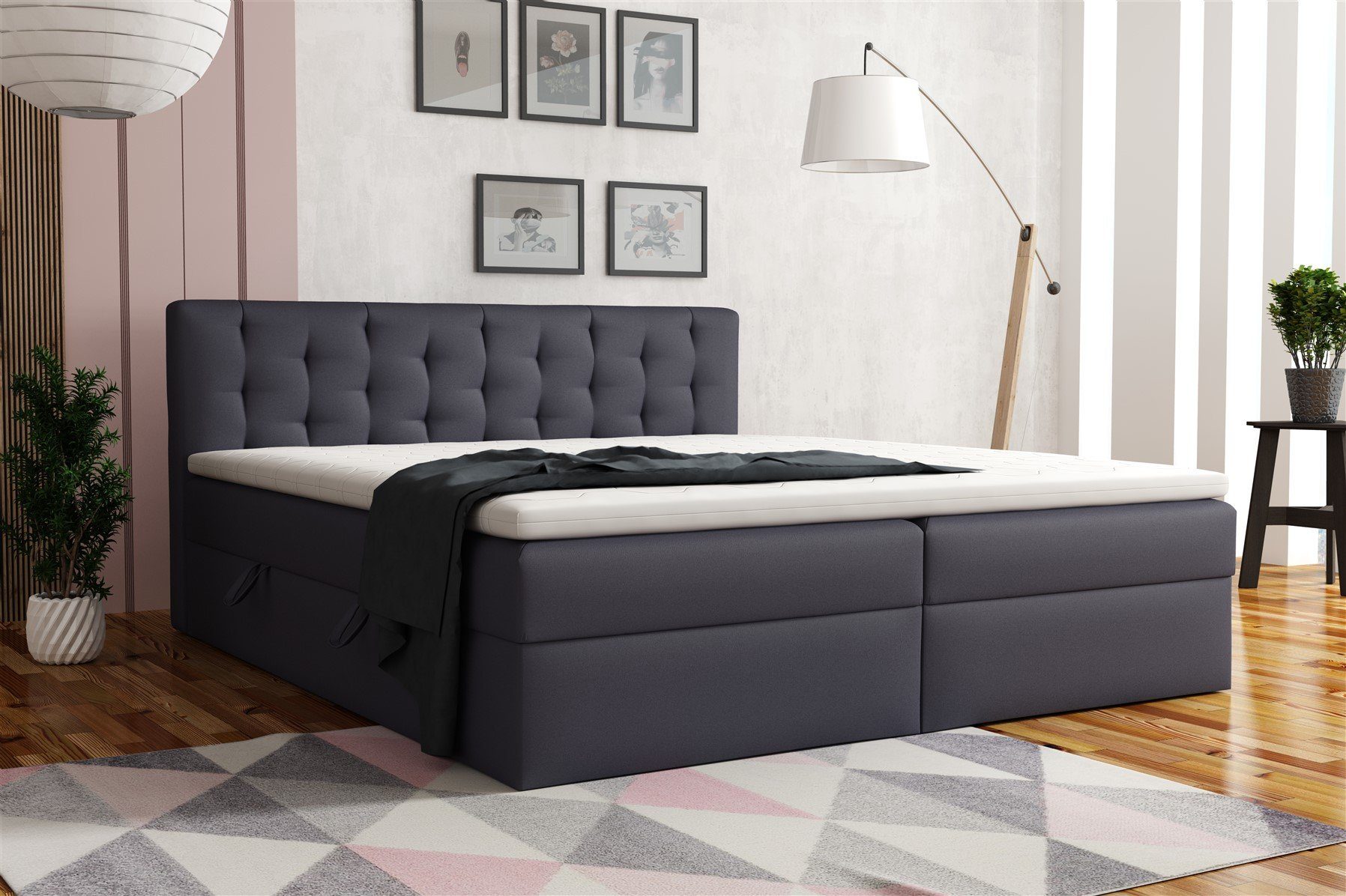 Fun Möbel Boxspringbett Boxspringbett Schlafzimmerbett DIAGO in Kunstleder 