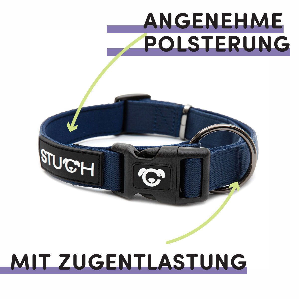 STUCH Hundehalsbänder STUCH Hundehalsband gepolstert u. verstellbar dunkelblau M