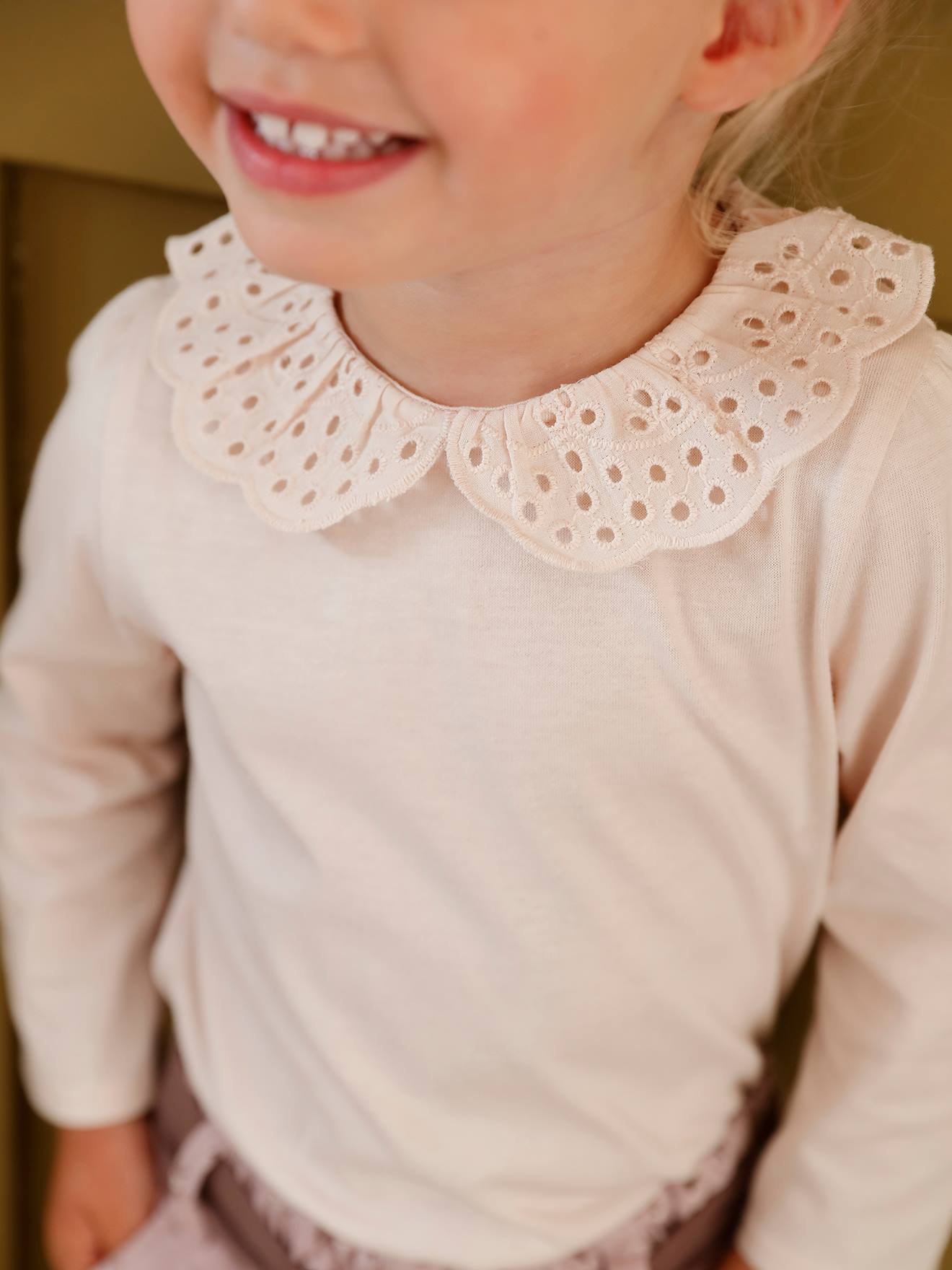 Vertbaudet Baby Shirt mit besticktem Kragen Oeko-Tex - marine gestreift