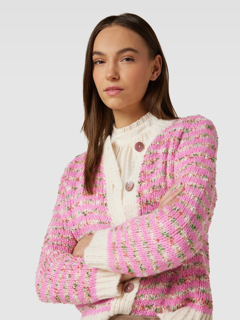 Strickjacke mit Streifenmuster in pink