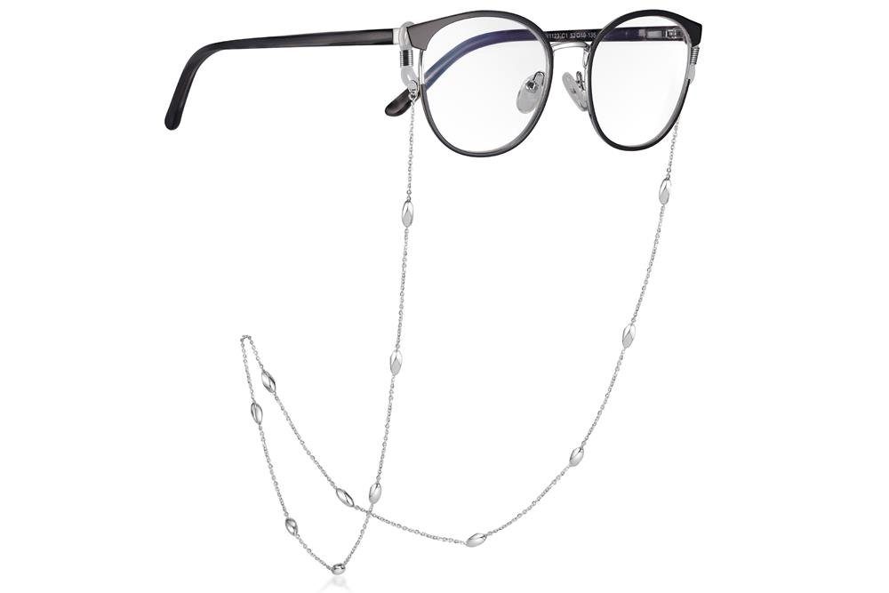 Silberkettenstore Brillenkette Brillenkette No. 7, Ankerkette 1,4mm mit Oliven - 925 Silber