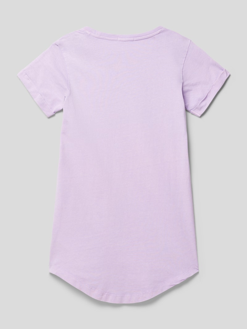Knielanges T-Shirt-Kleid mit Statement-Print in flieder