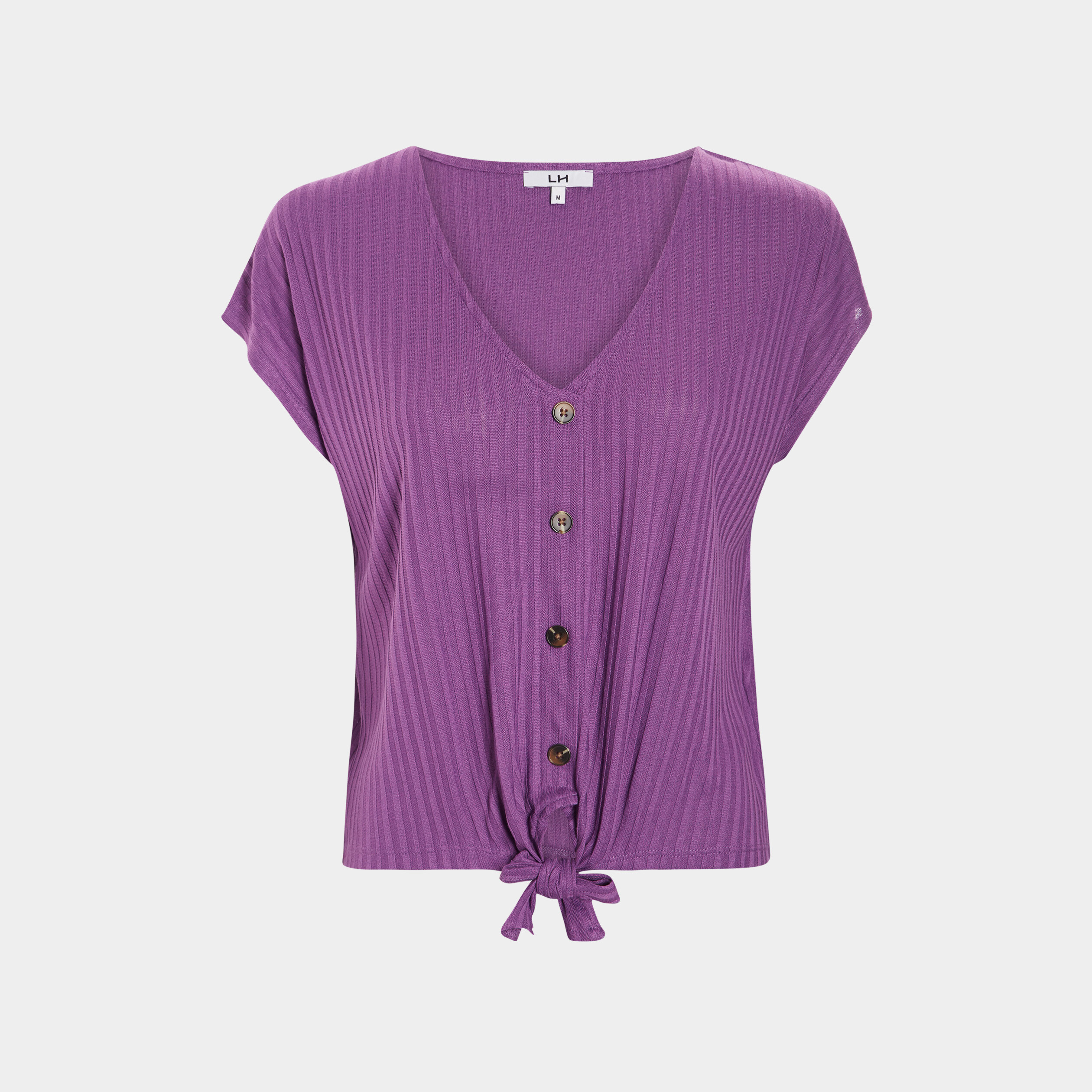 T-shirt manches courtes avec noeud violet femme | La Halle