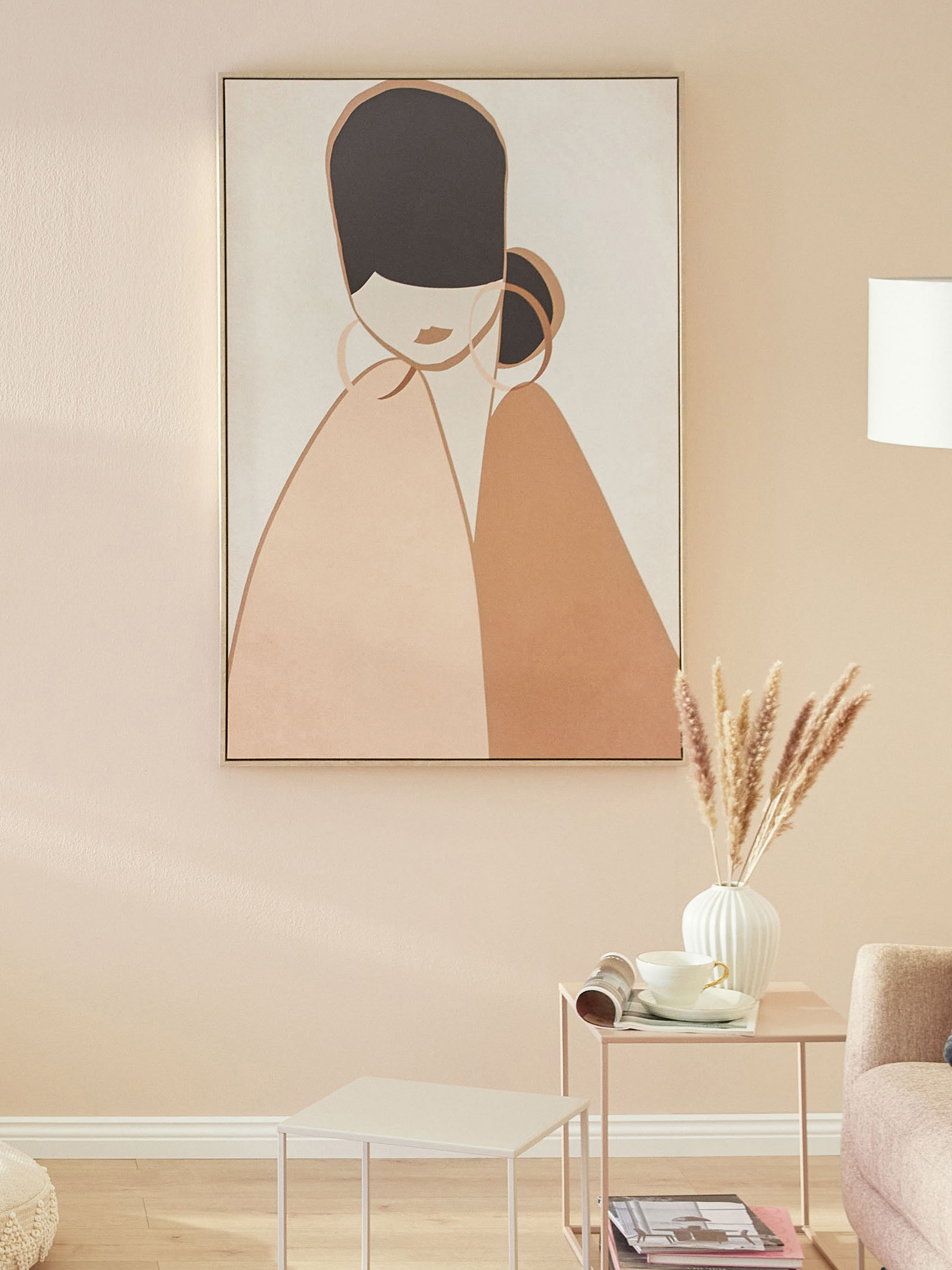Seamless Beauty Leinwand-Druck-gerahmt, Beige/Schwarz