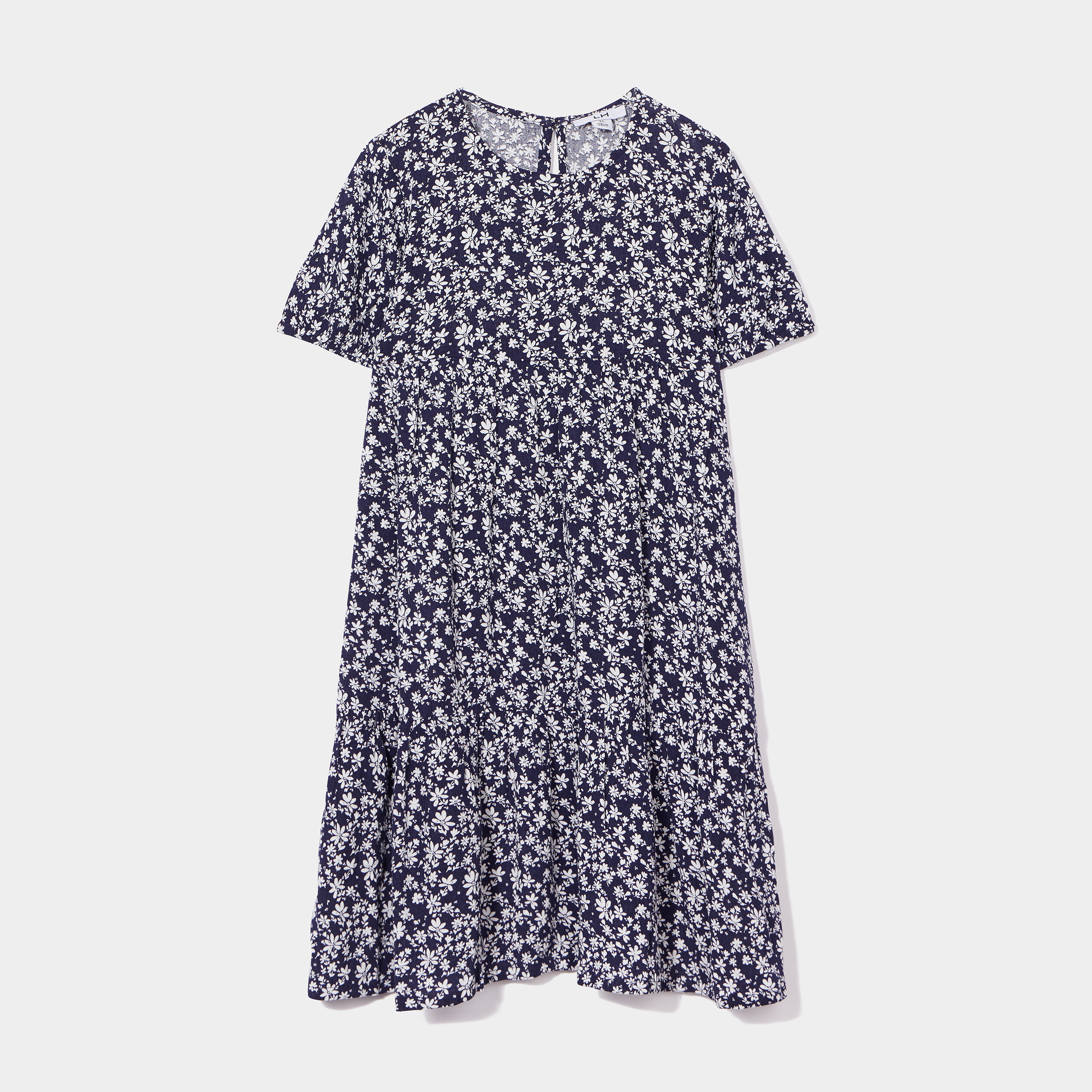 Robe longue trapèze manches ballons bleu marine fille | La Halle