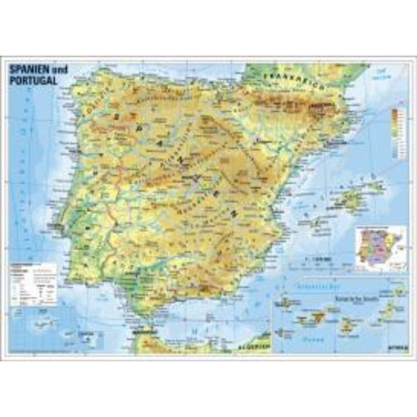 Spanien und Portugal physisch - Karte