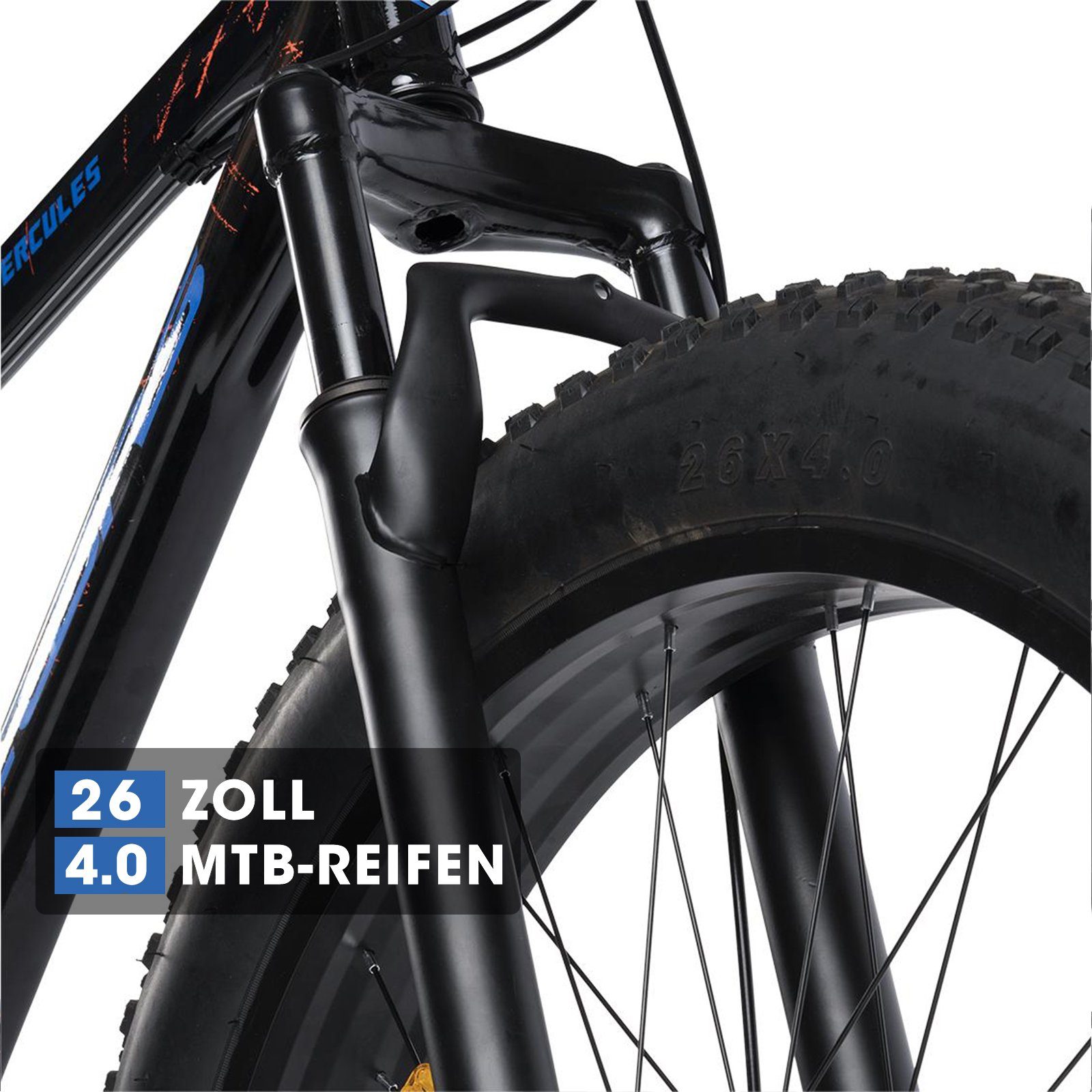 Velors Fatbike 26 Zoll Mountainbike 4,0 Fat Tire MTB für Herren Damen und Jungen, 21 Gang Shimano Tourney TZ-500 Schaltwerk, Kettenschaltung, mechanische Scheibenbremse, Hardtail Fahrrad, Fat Bike