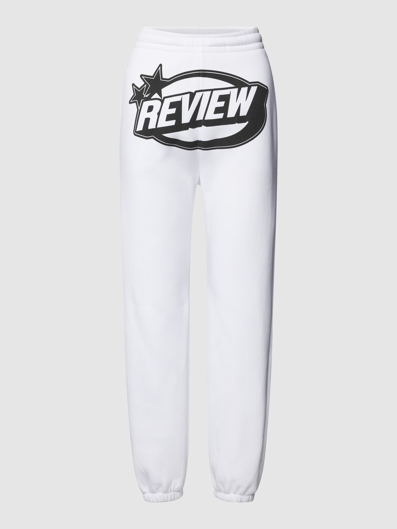 Sweatpants mit Label-Print in weiß