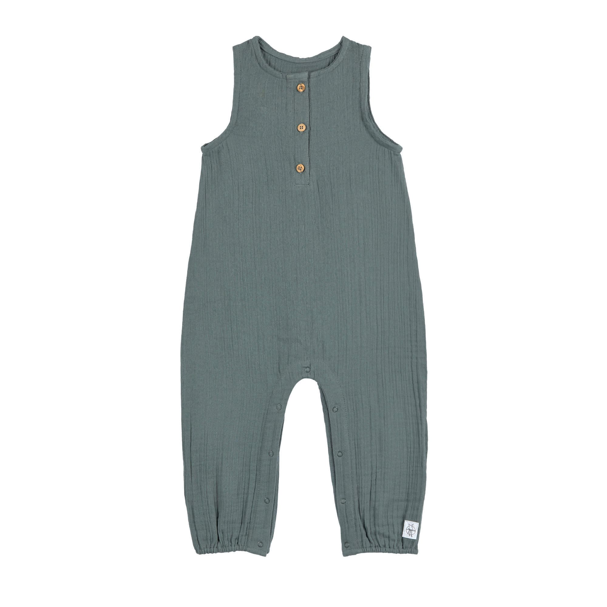 Musselin Jumpsuit - Bio Baumwolle, Petrolgrün