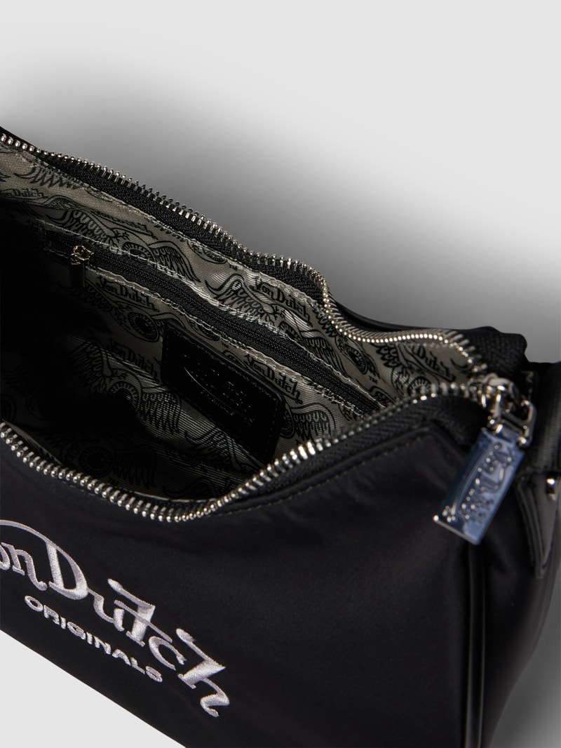 Handtasche mit Label-Stitching Modell 'AMY' in schwarz
