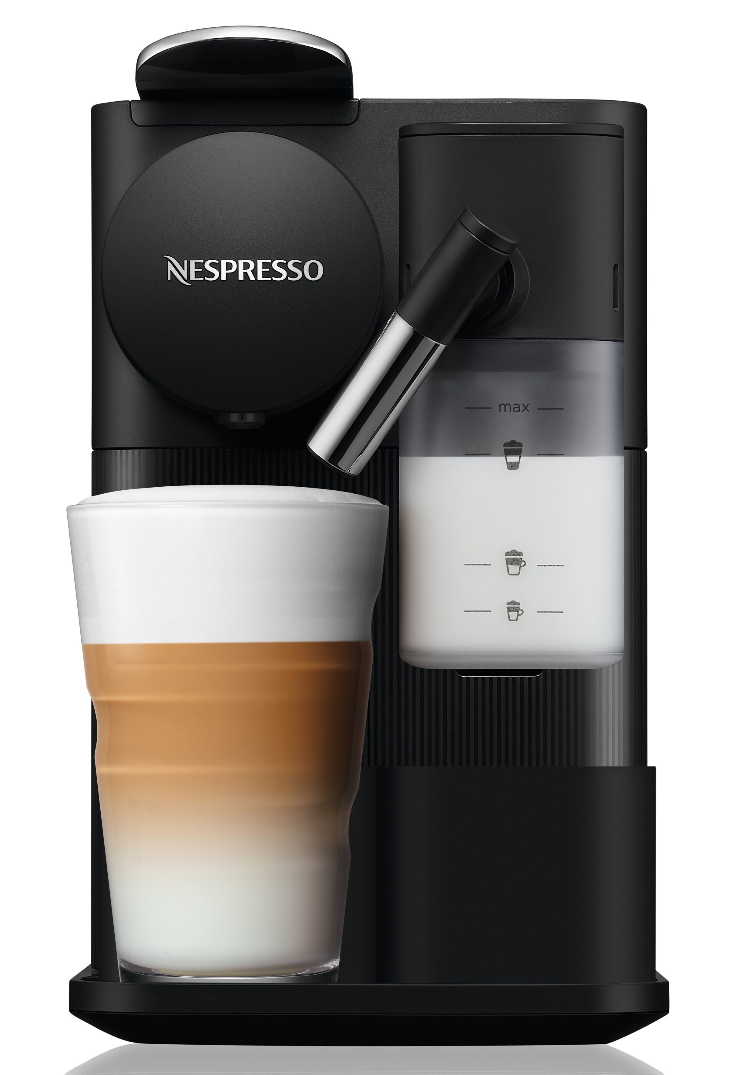 Nespresso Kapselmaschine Lattissima One EN510.B von DeLonghi, Black, inkl. Willkommenspaket mit 7 Kapseln