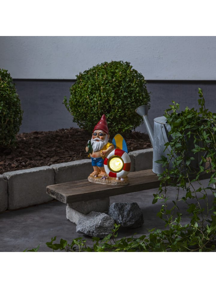 STAR Trading LED Solar Gartenzwerg mit Schwimmring Gartenfigur H: 23cm in bunt günstig kaufen onesize