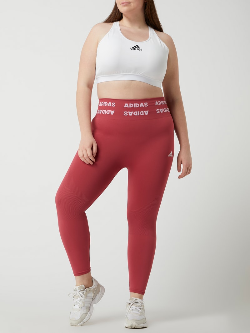 PLUS SIZE Sportleggings mit Logo-Details Modell 'Aeroknit' in bordeaux rot