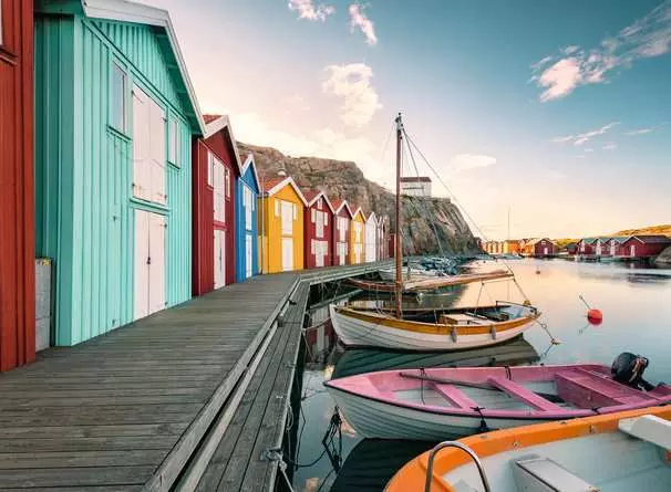 Puzzle 500 Teile - Boathouse in Smogen, Sweden