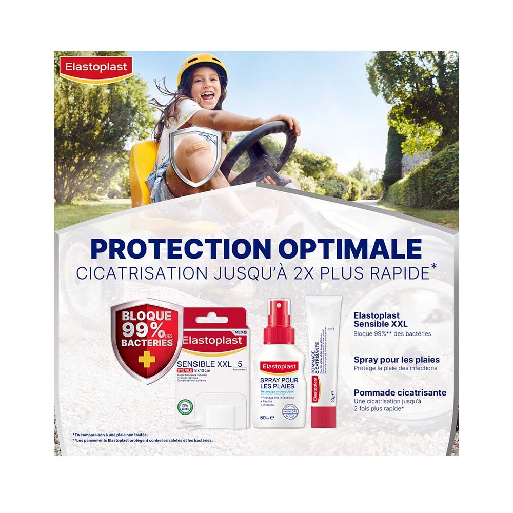 elastoplast Elastoplast Pansements Sensibles Antibactériens XXL 5 pansements 10 x 8cm Pansements