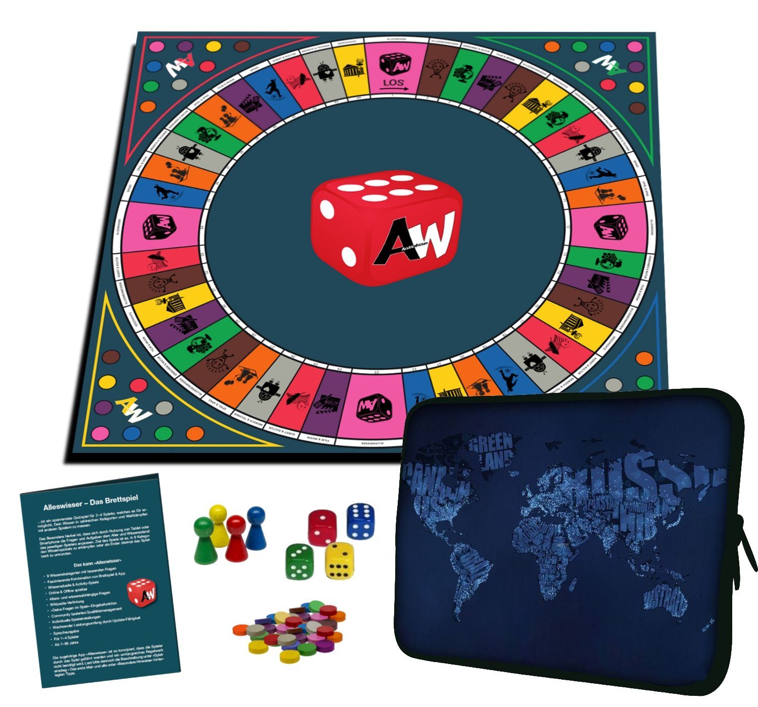 ALLESWISSER Spiel, Alleswisser - Das Brettspiel Interaktives Quiz-, Wissens-, Familienspiel mit App für iOS & Android