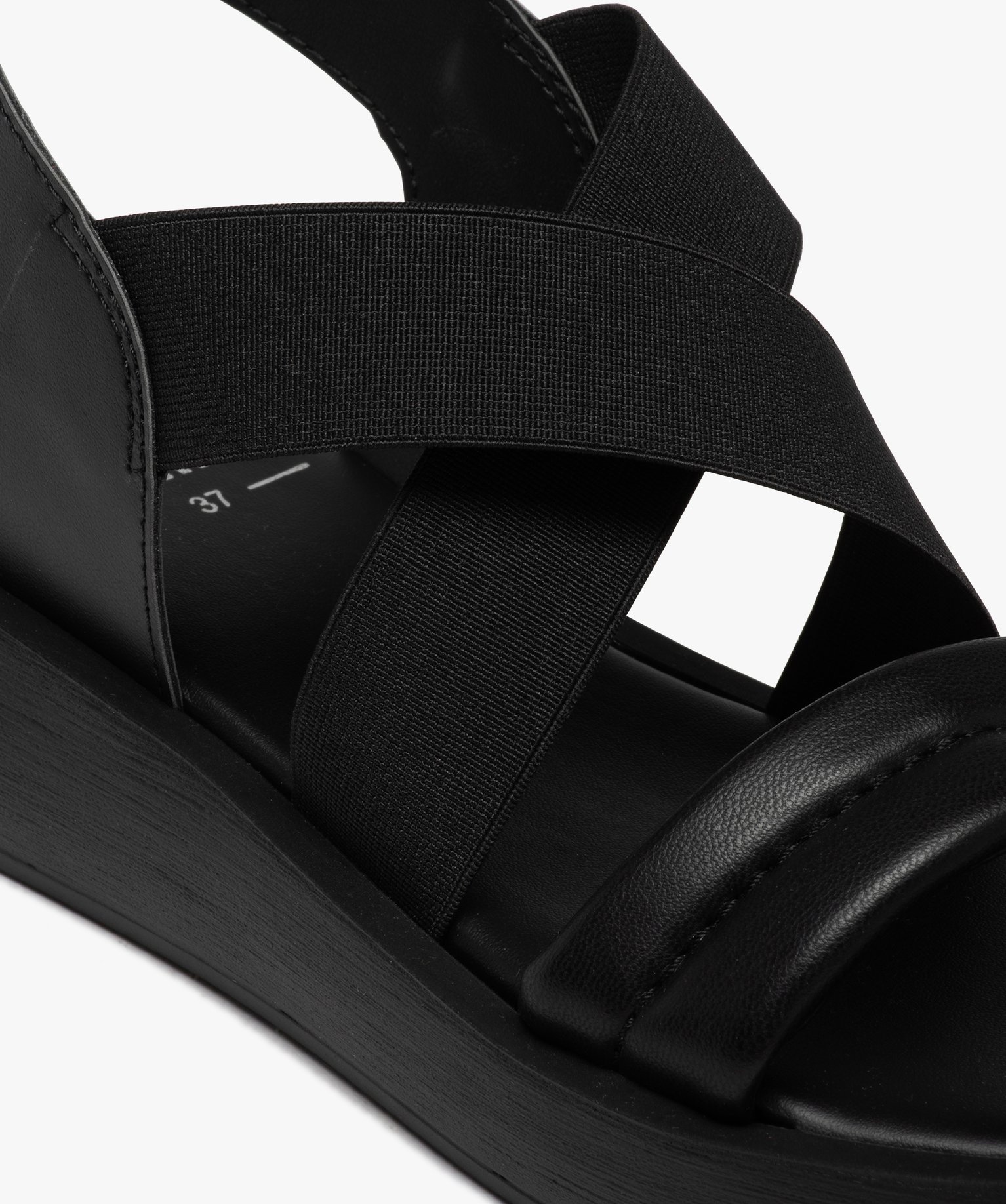 Sandales femme unies à brides élastiquées noir | GEMO