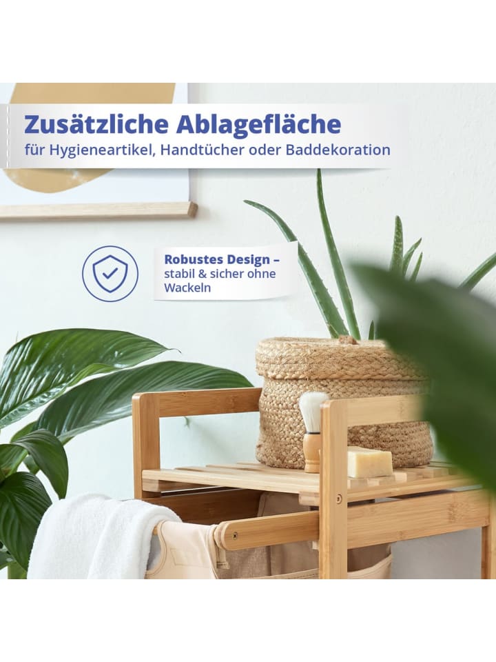 Lumaland Lumaland Wäschekorb Bambus 33x33x73cm holzfarben/beige Wäschesack ausziehbar günstig kaufen onesize