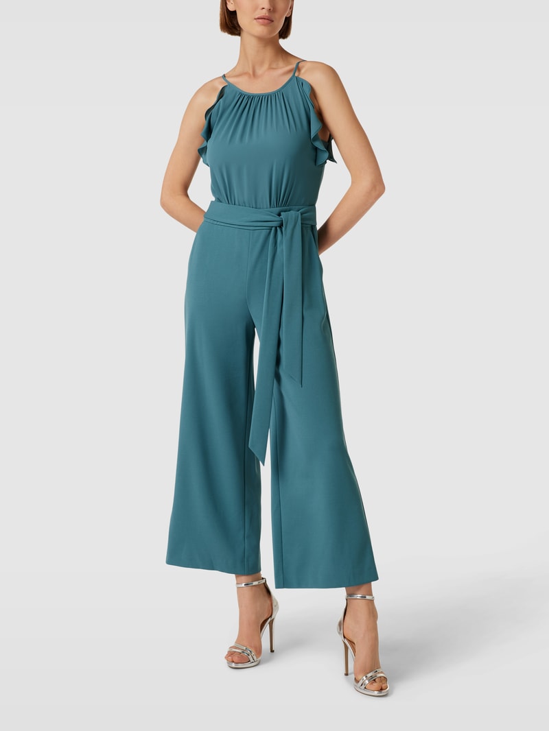 Jumpsuit mit Volants in petrol