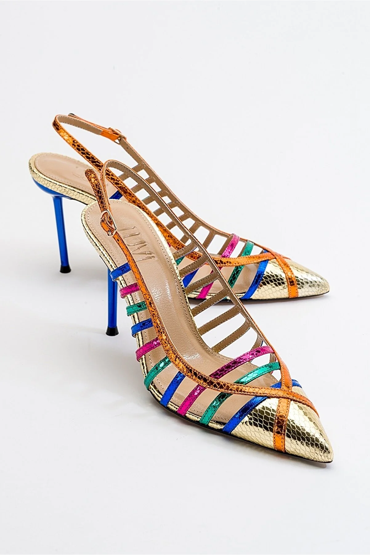 LuviShoes  Gesto Gold Multi Damen-Schuhe mit hohen Absätzen