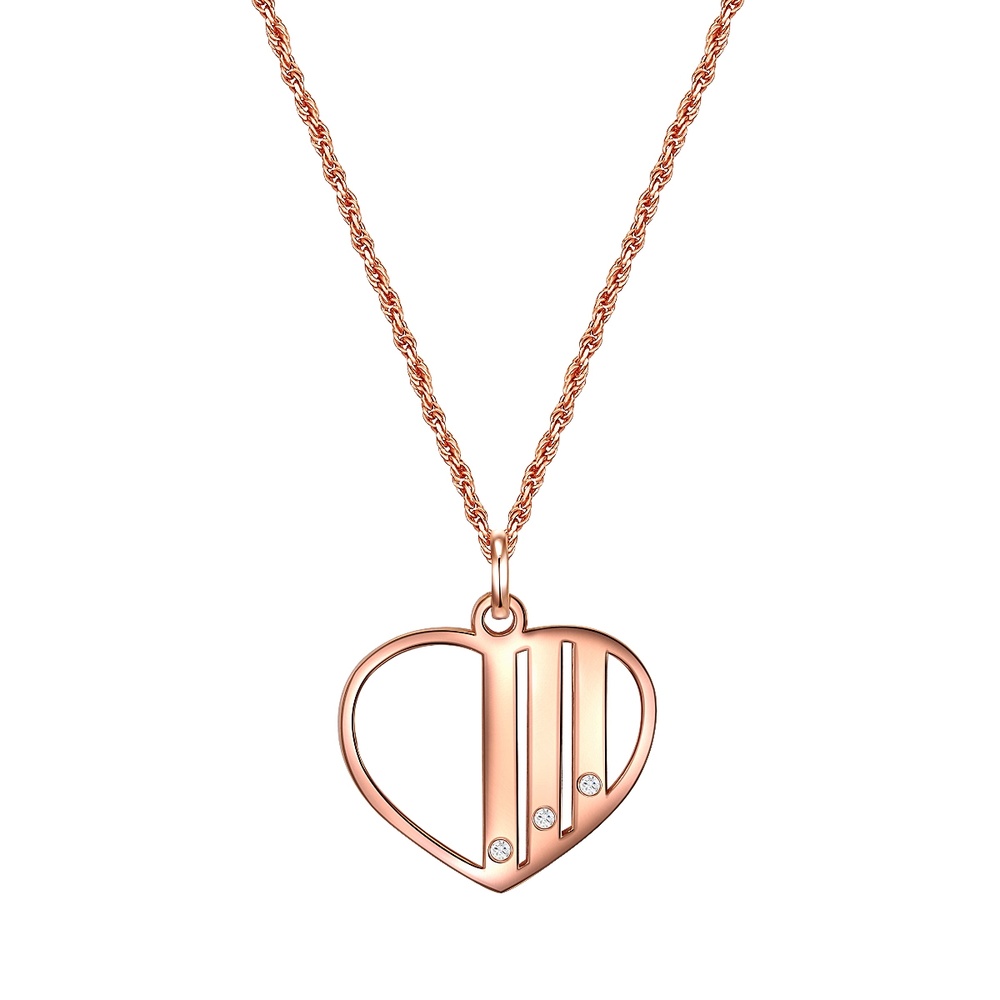 Glanzstücke München Collier en argent Coeur Argent sterling Oxyde de zirconium (CZ) en Or rose collier