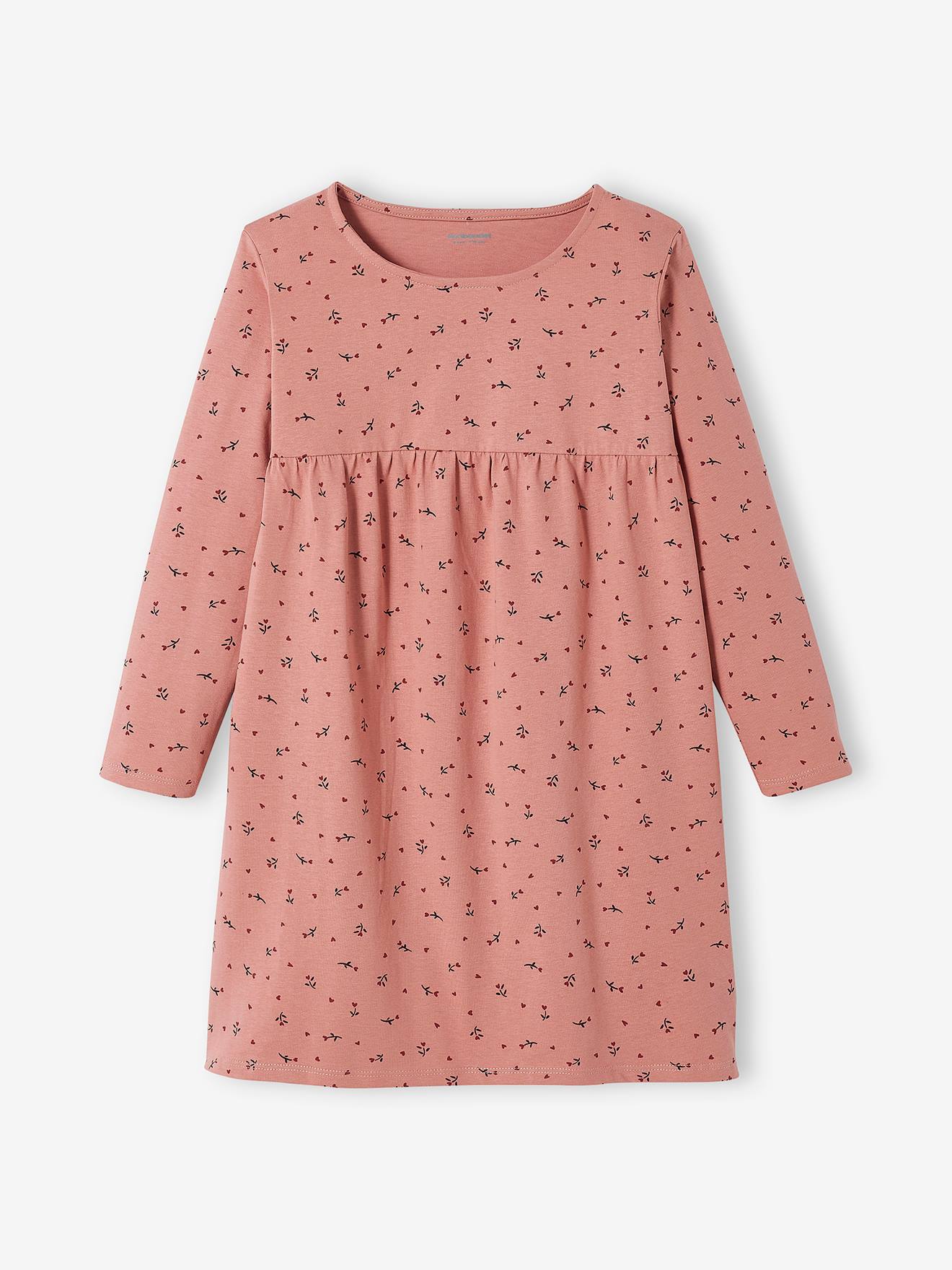 Ensemble fille cardigan et robe imprimée fleurs encre imprimé
