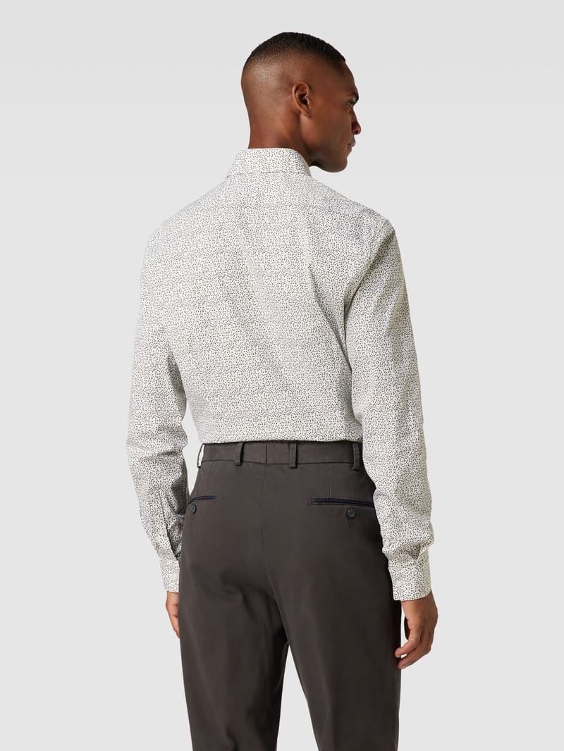 Slim Fit Business-Hemd mit Label-Stitching in weiß