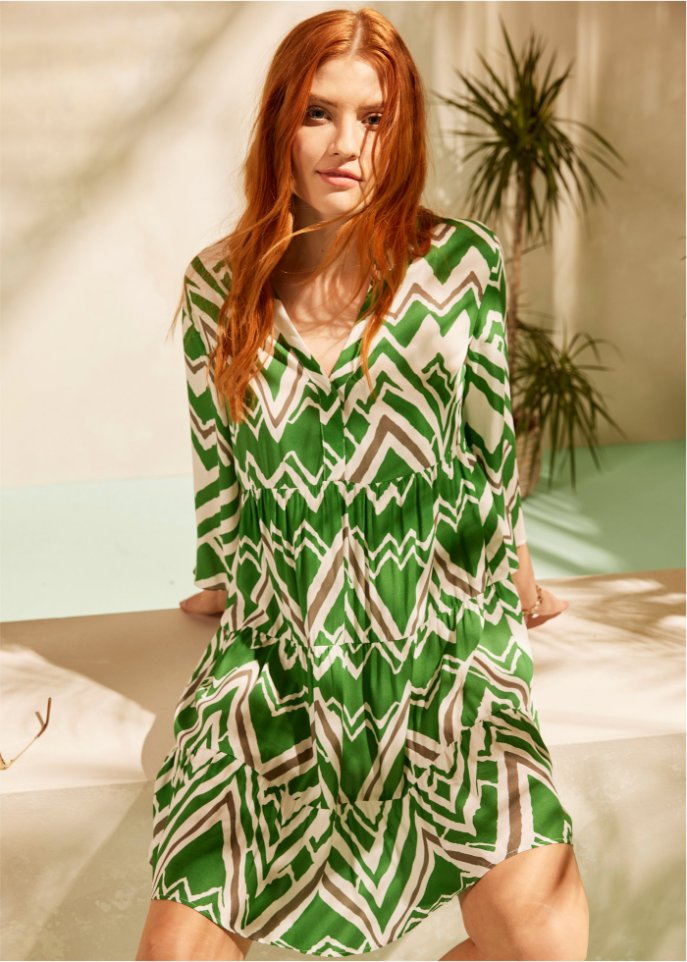 Gemustertes Kleid mit Volants