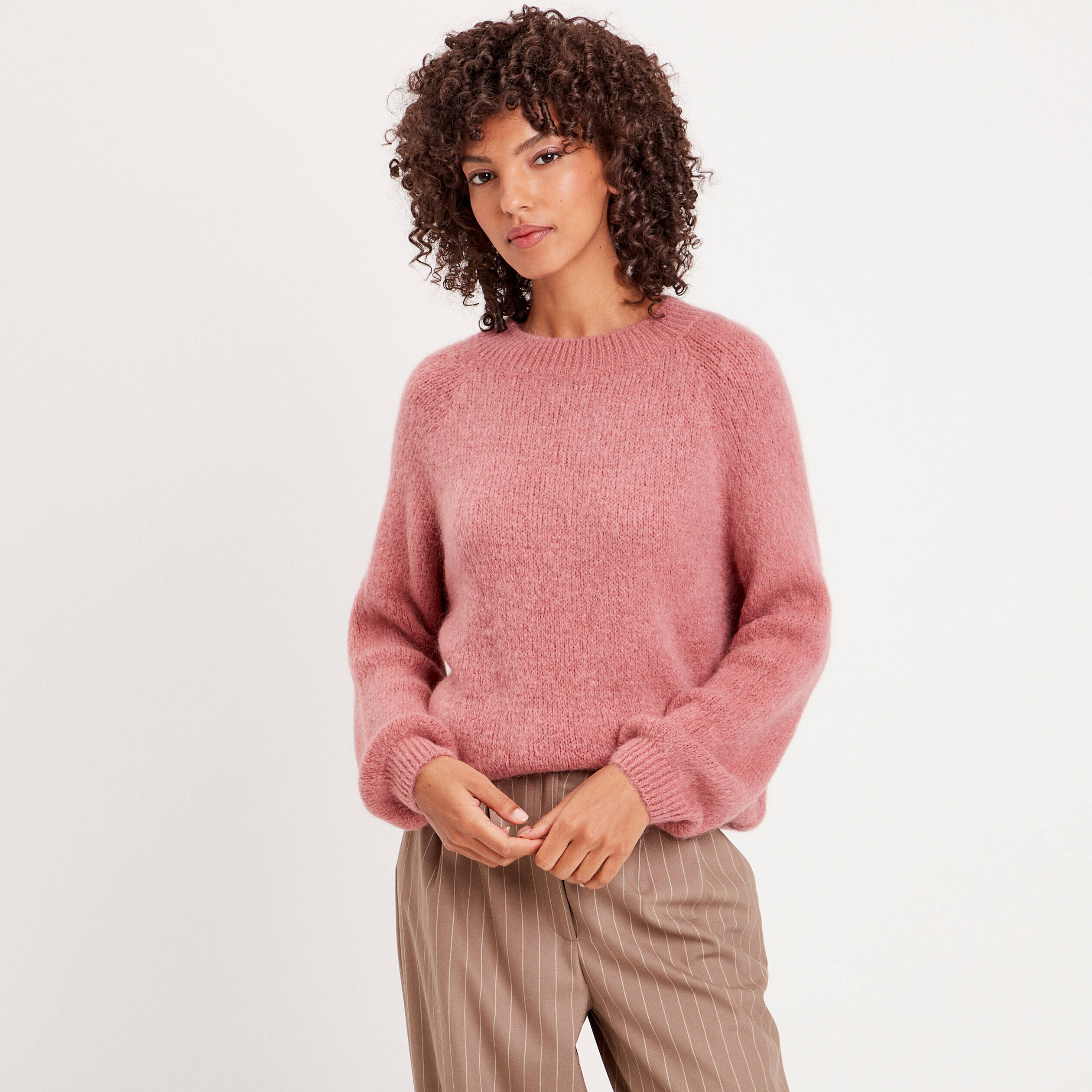 Pull manchse longues rose femme | Cache Cache