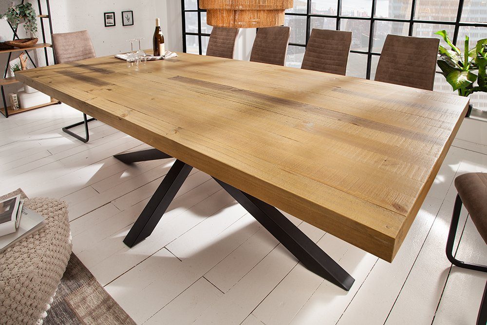 riess-ambiente Esstisch GALAXIE 200cm vintage braun / schwarz (Einzelartikel, 1-St), recyceltes Massivholz · Metall · Industrial · Pinie