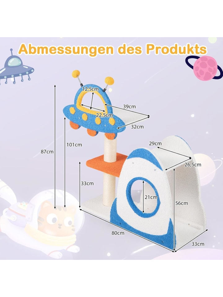 COSTWAY Kratzbaum Klein UFO-förmig in Blau günstig kaufen onesize