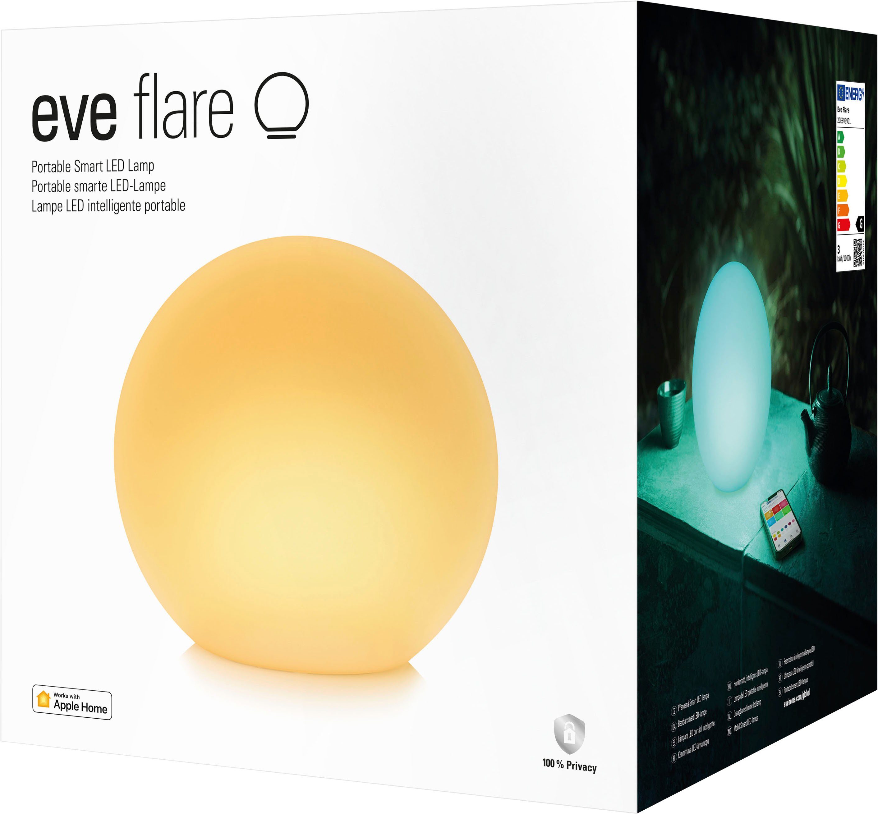 EVE Smarte LED-Leuchte Flare 20EBV9901, Bluetooth, Smart Home, LED fest integriert