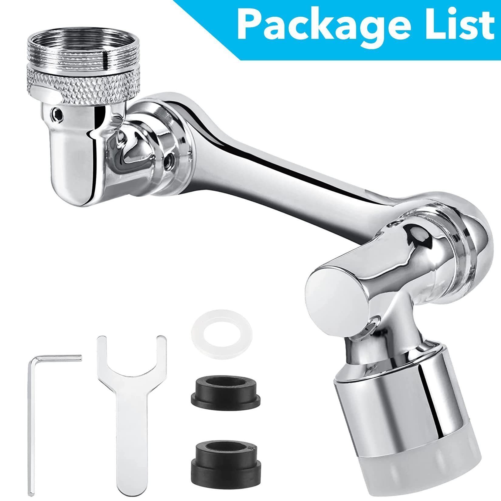 Directin Waschbeckenbrause Wasserhähn Aufsatz Verlängerung Wassersparend 1080°Drehbarer (Küche Bad Waschbecken Wasserhahn 22/24mm Wasserhahn)
