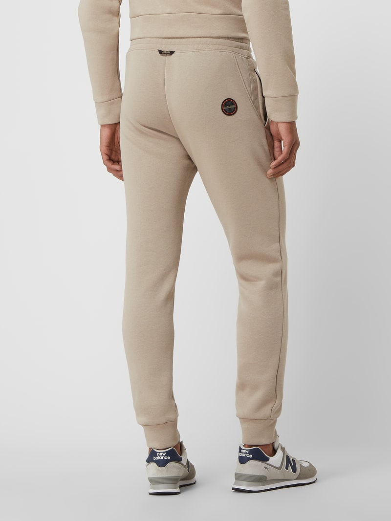Sweathose mit Logo-Badge Modell 'Whale' in beige