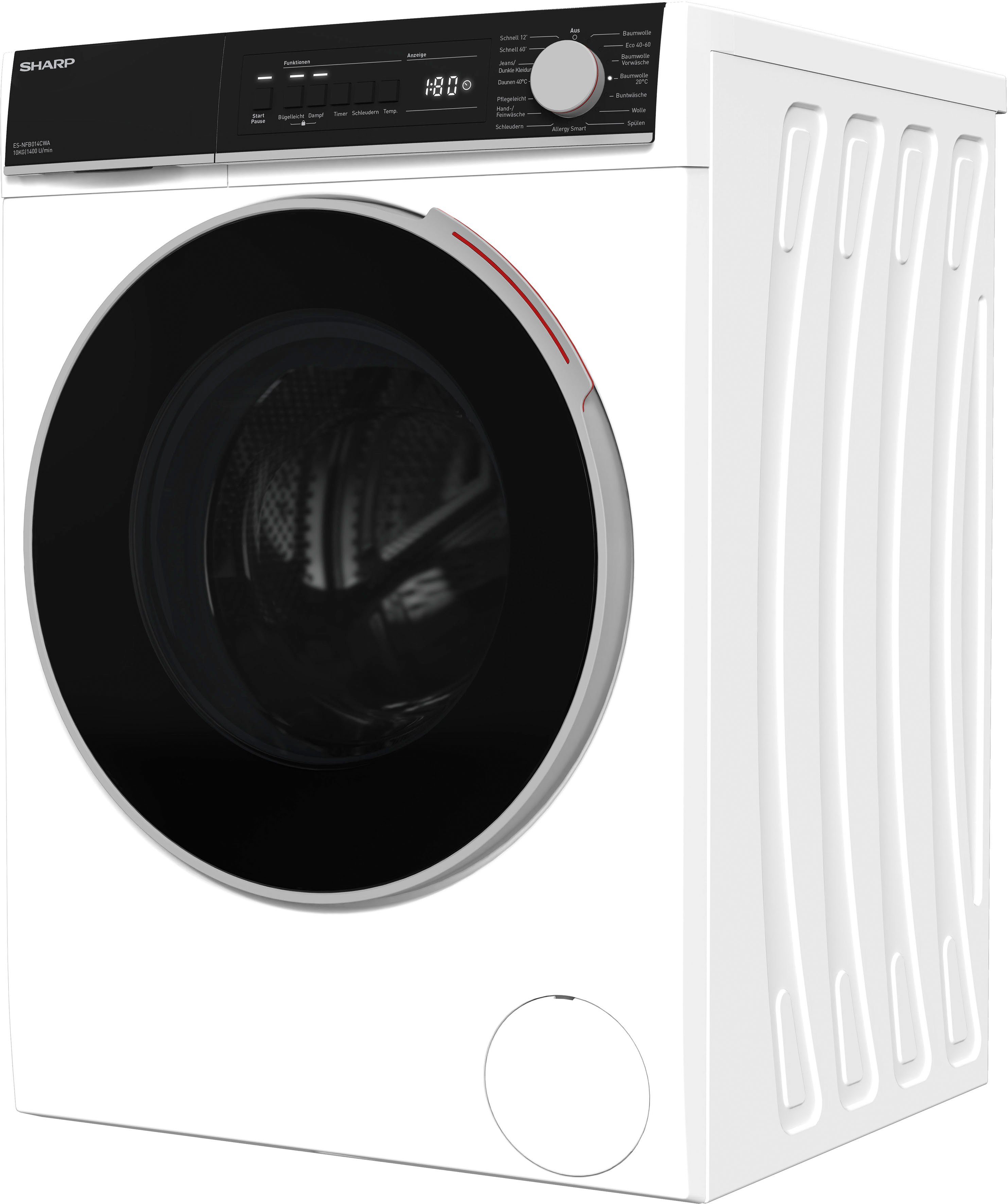Sharp Waschmaschine ES-NFB014CWA-DE, 10 kg, 1400 U/min