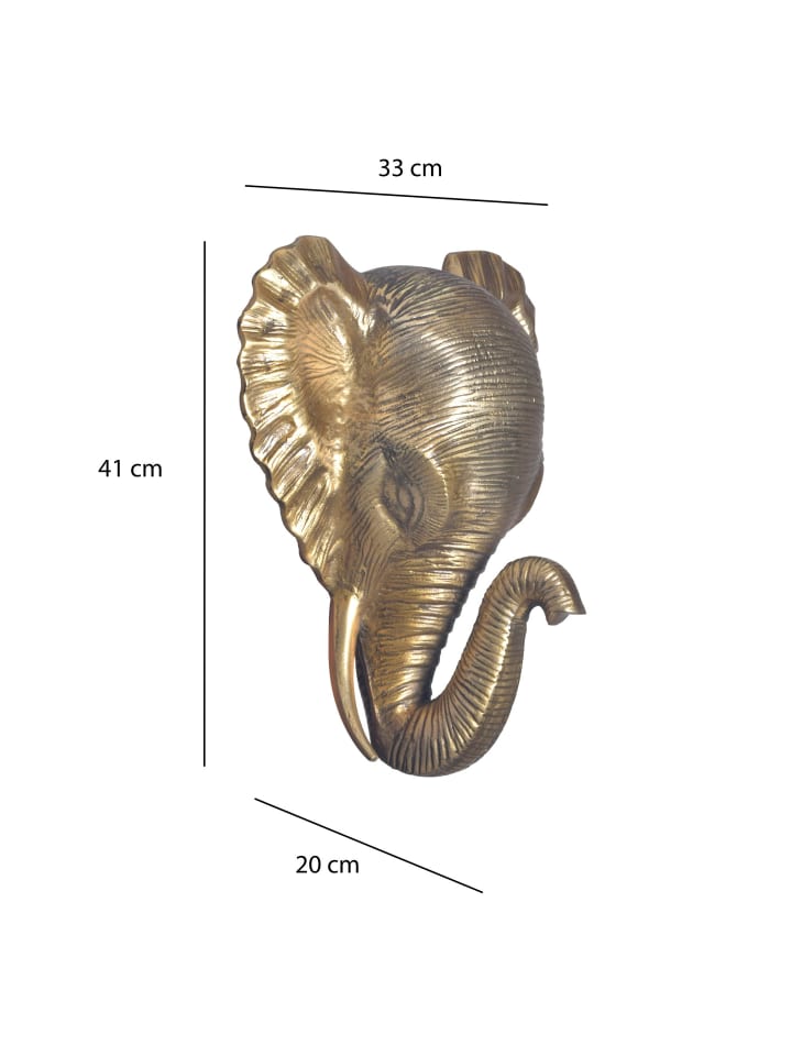KADIMA DESIGN Wanddeko Elefant Aluminium Afrika 41 cm Tierkopf, Design günstig kaufen onesize