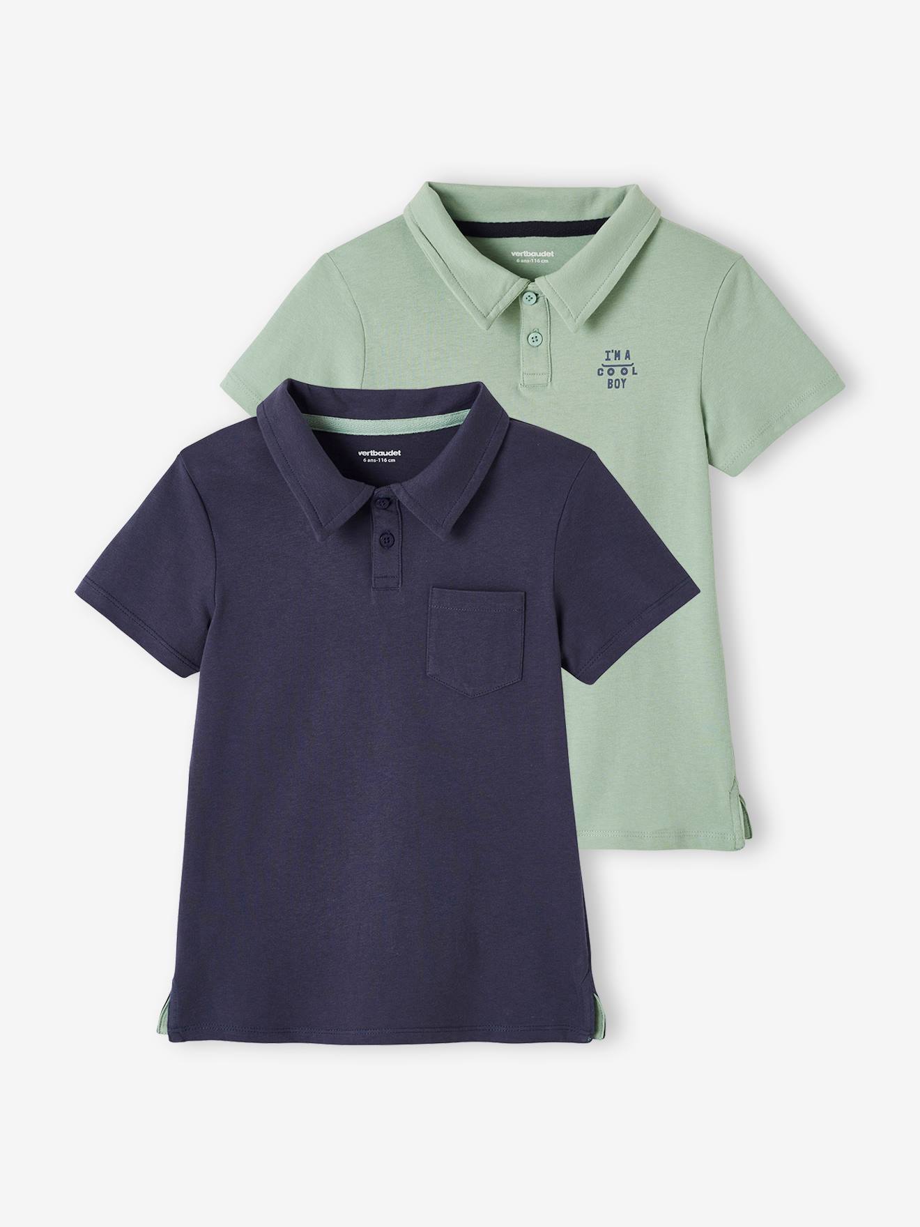 Lot de 2 polos garçon unis manches courtes lot bleu
