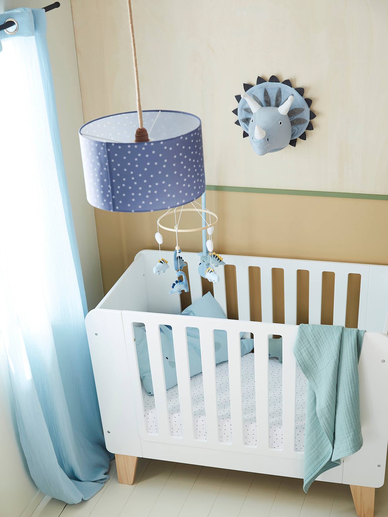 Vertbaudet Kinderzimmer Vorhang, Musselin - hellblau