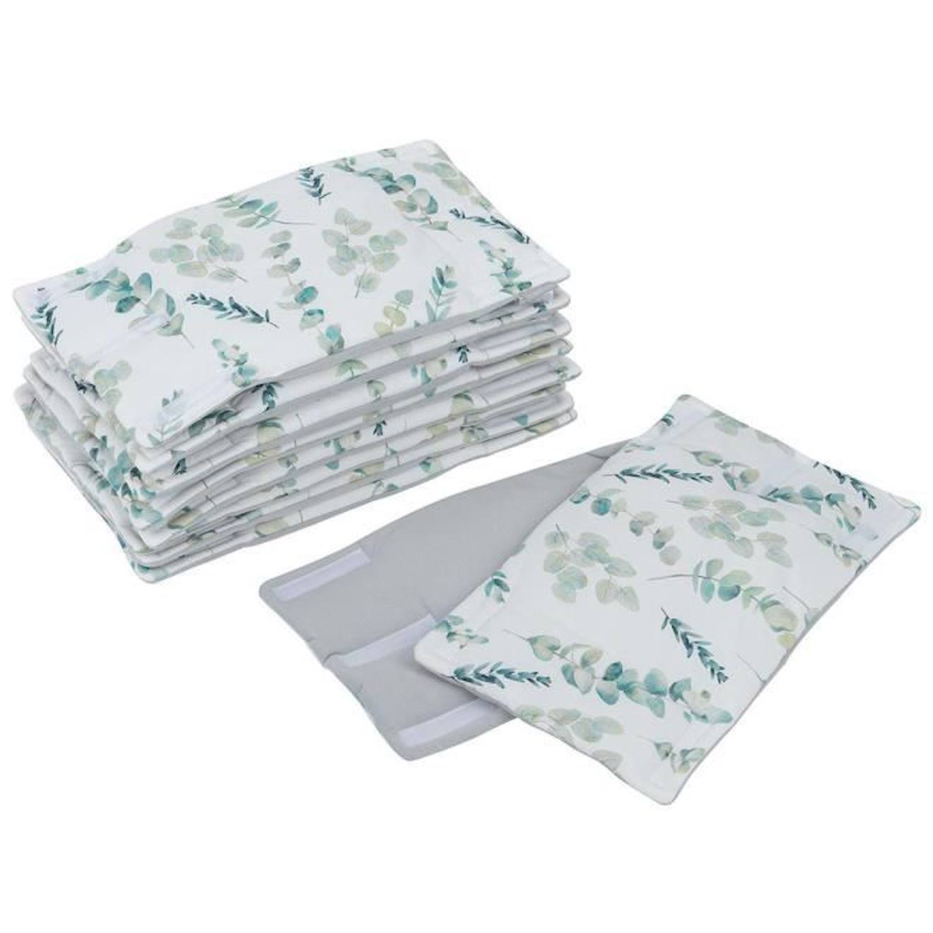 Tour de lit modulable et réversible, Eucalyptus Multicolore Pour lit bébé de 60x120 ou 70x140 cm blanc