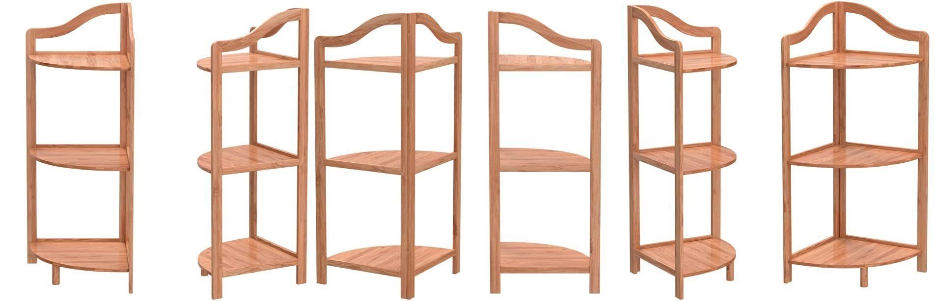 COSTWAY Eckregal, Bambus, 3 Ebenen, 33 x 33x 85 cm