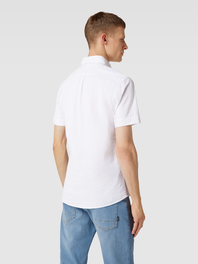 Slim Fit Freizeithemd mit Streifenmuster in weiß