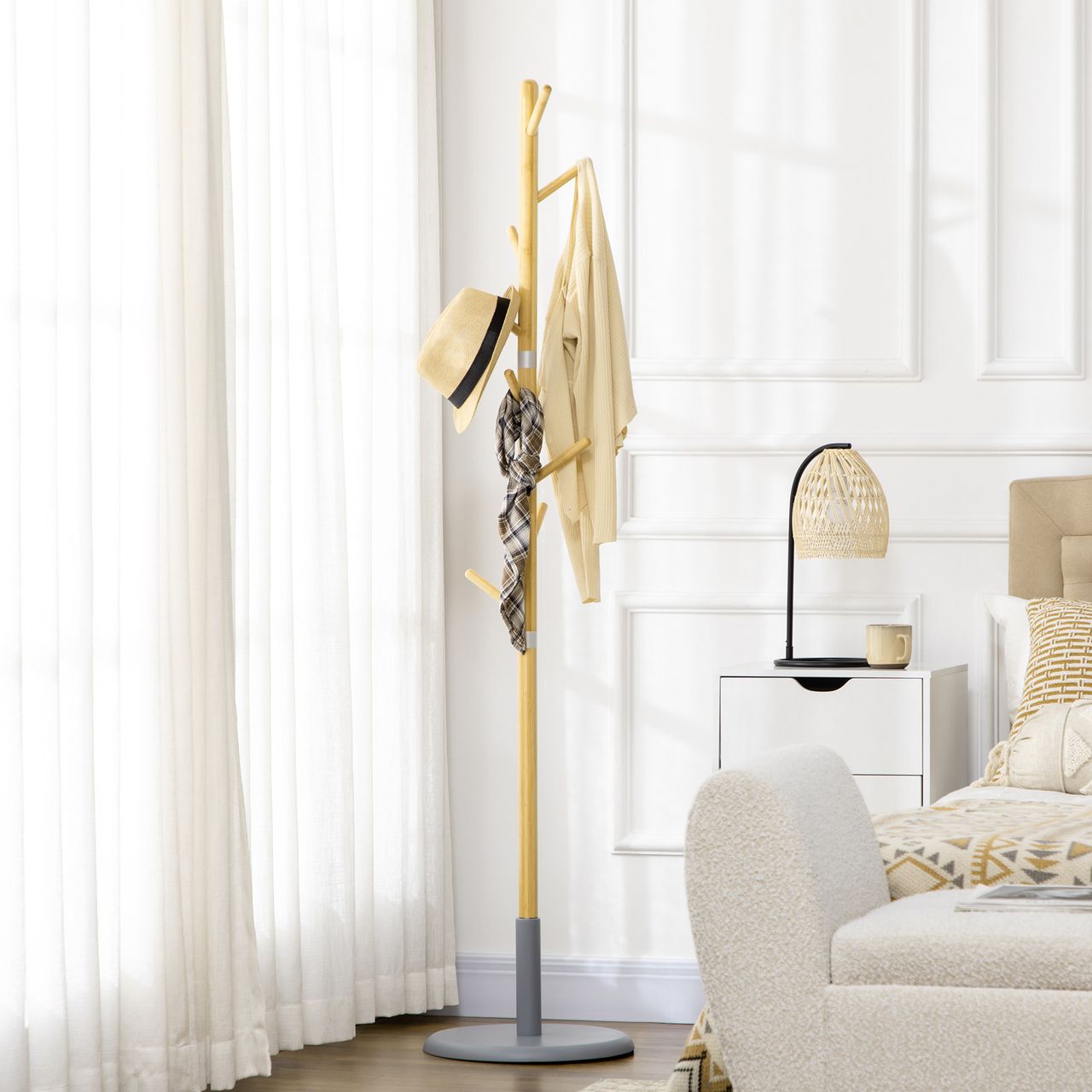 HOMCOM Garderobenständer Standgarderobe 175,6cm Kleiderständer mit 8 Haken