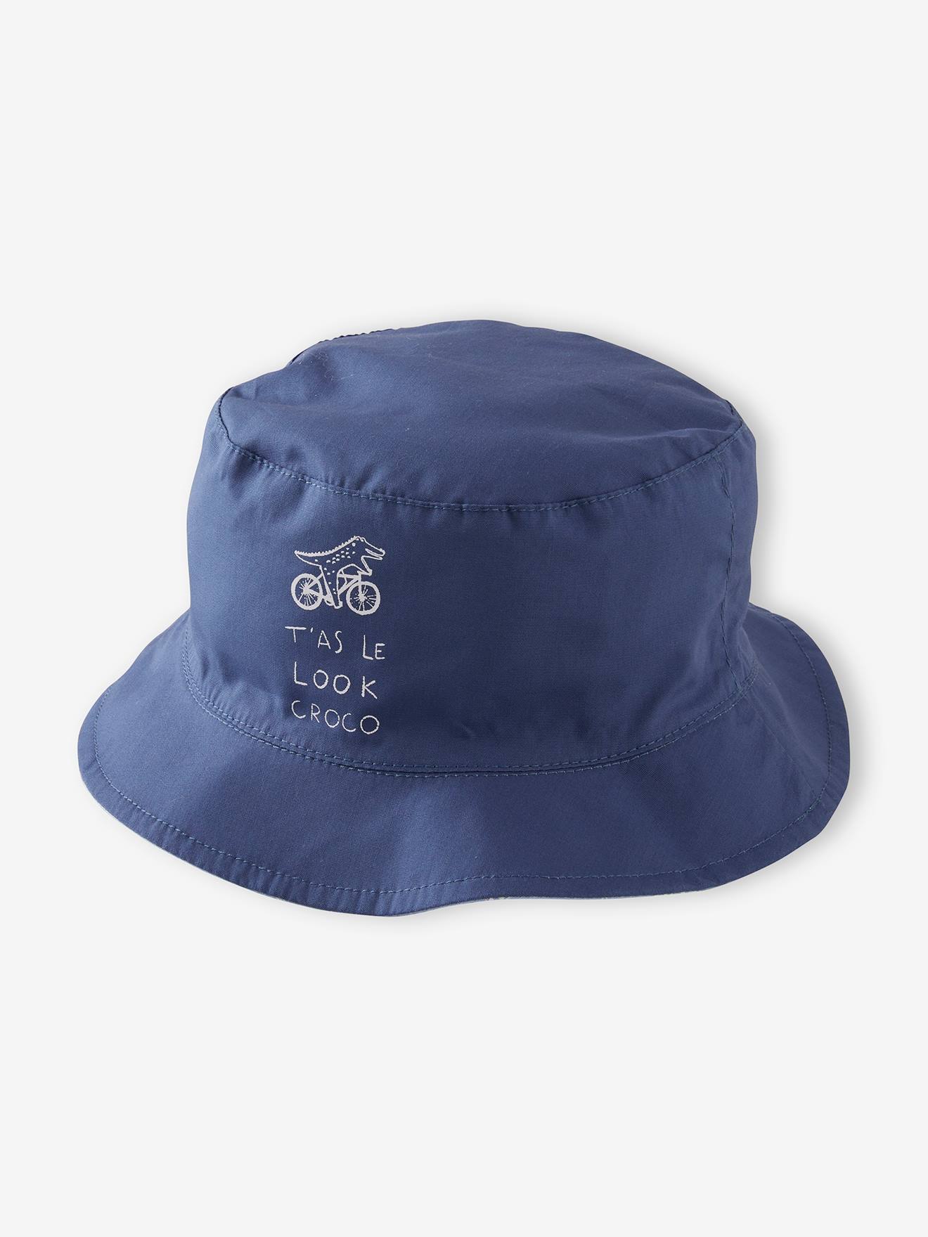 Vertbaudet Wendbarer Jungen Baby Sonnenhut, Tiere - pack blau