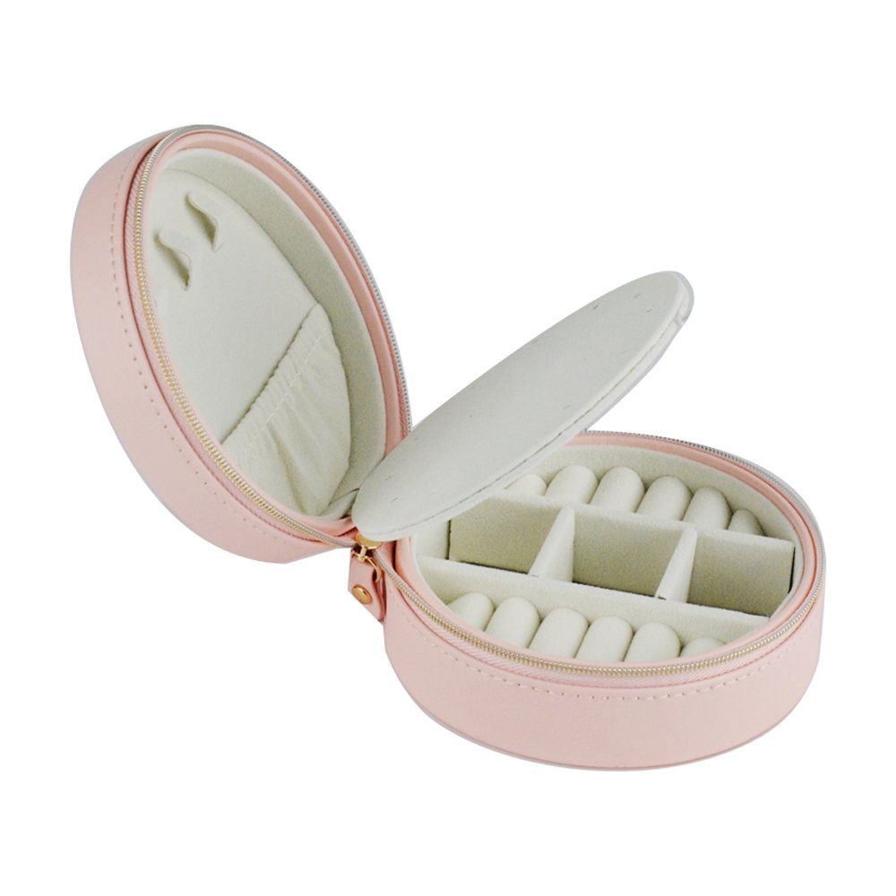AdelDream Schmuckkasten YY-J04, Schmuckorganizer für Ringe, Ohrringe, Halsketten, Armbänder, Leder-Schmuck-Geschenkbox mit Spiegel für Mädchen und Frauen