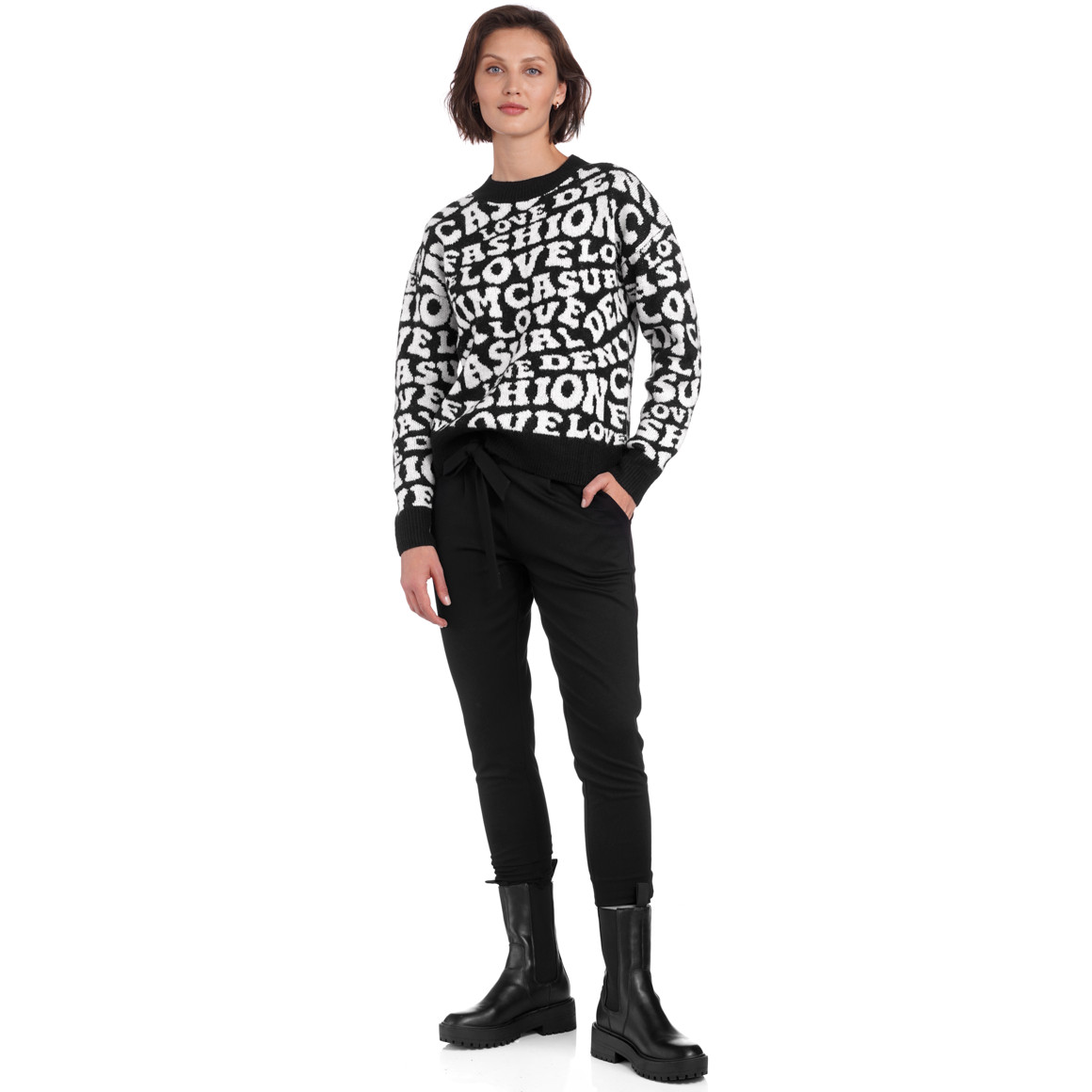 Damen Strickpullover mit Schriftzügen