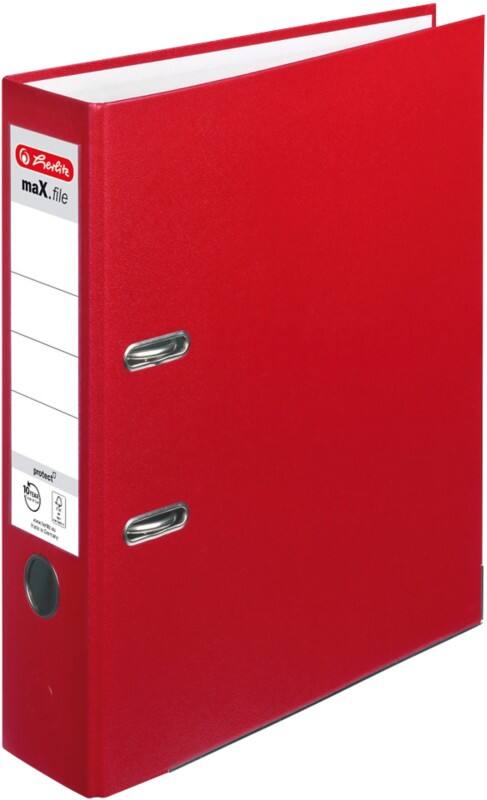 herlitz maX.file protect Ordner DIN A4 80 mm Rot 2 Ringe 5480306 Pappkarton, PP (Polypropylen) Texturiert Hochformat