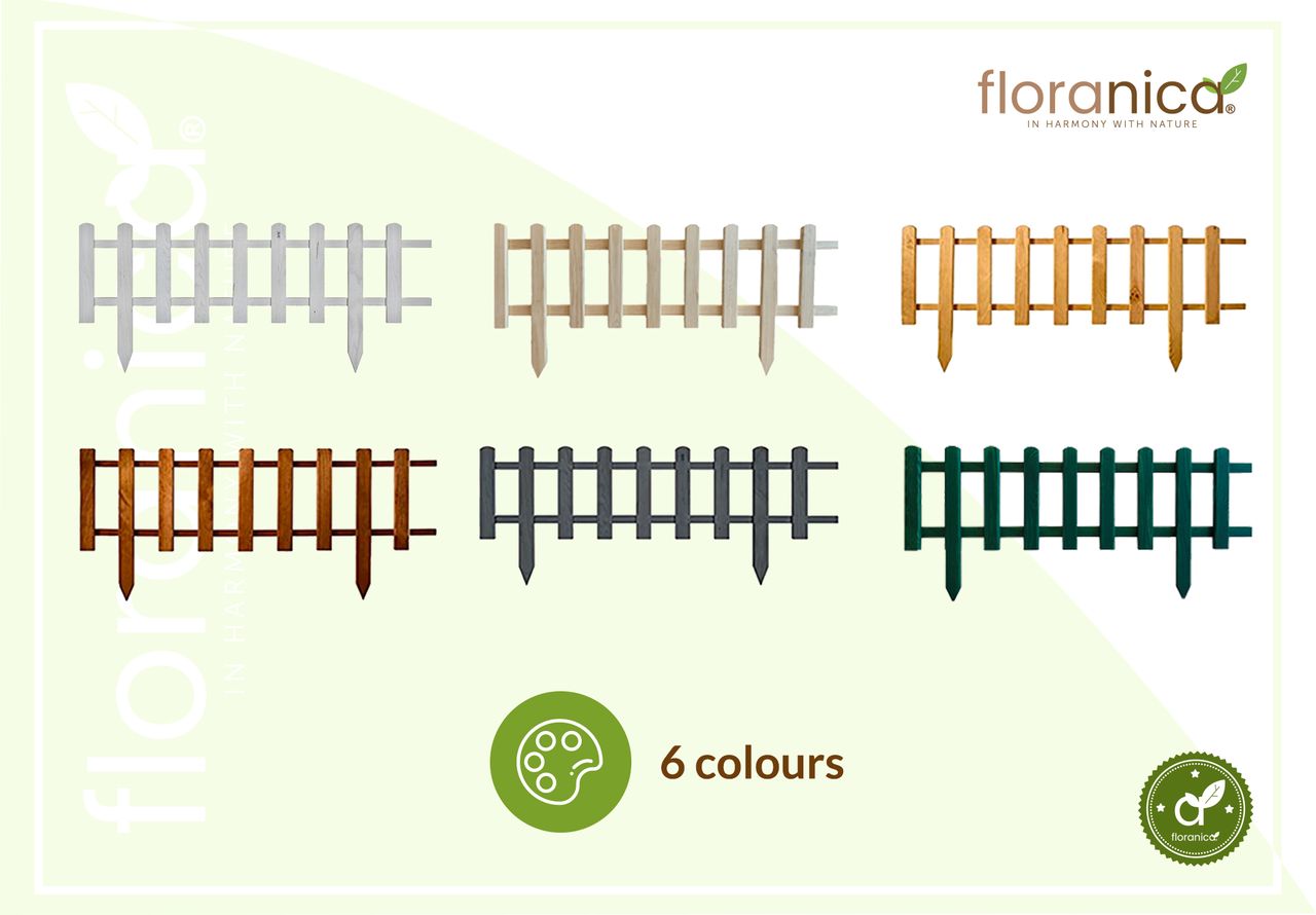 Pemicont Floranica Vorgarten Gartenzaun aus Holz Vampir 1 STK 104cm Höhe 20cm Unbehandelt Kieferholzzaun Dekorativer Steckzaun für Blumenbeete Gemüsebeete Wegeinfassungen