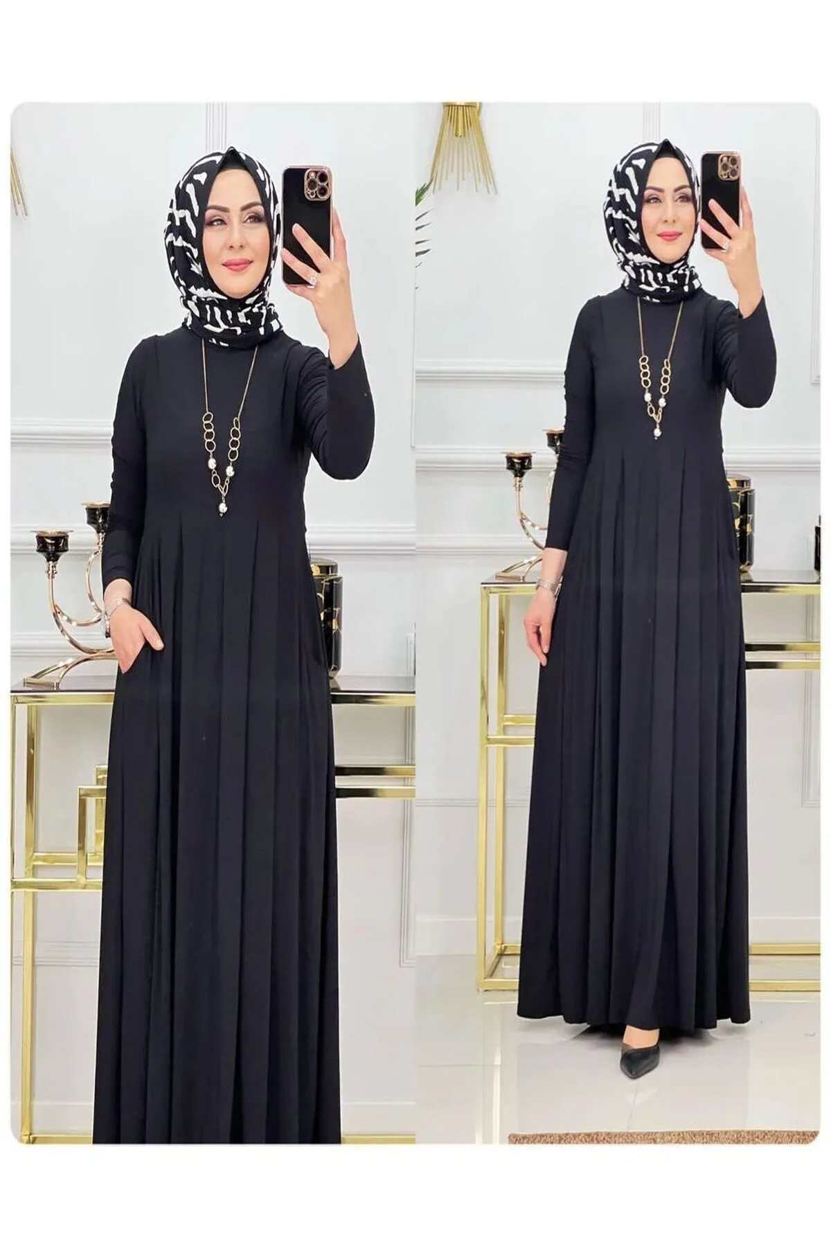 medipek  Edles Hijab-Kleid. Allover-Plisseekleid