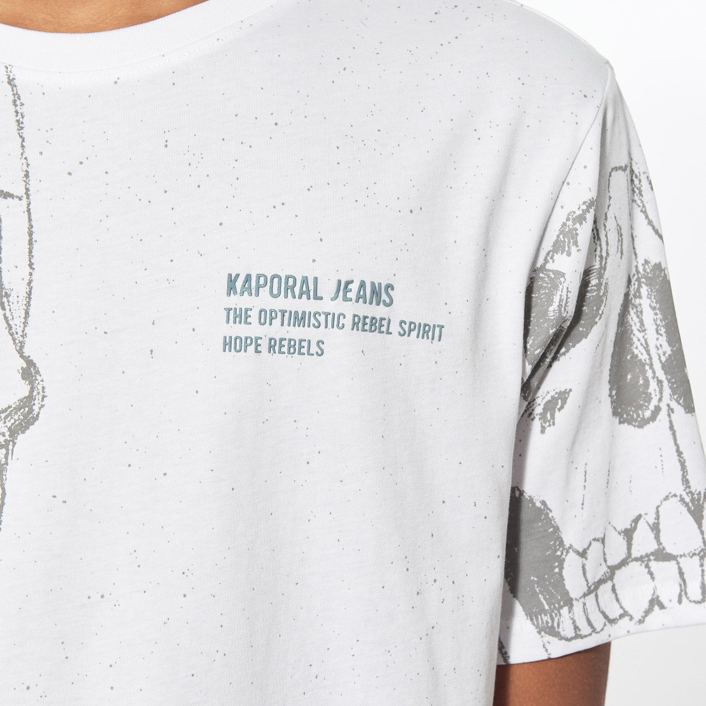 MURDO  T-shirt blanc tête de mort Homme en 100% coton